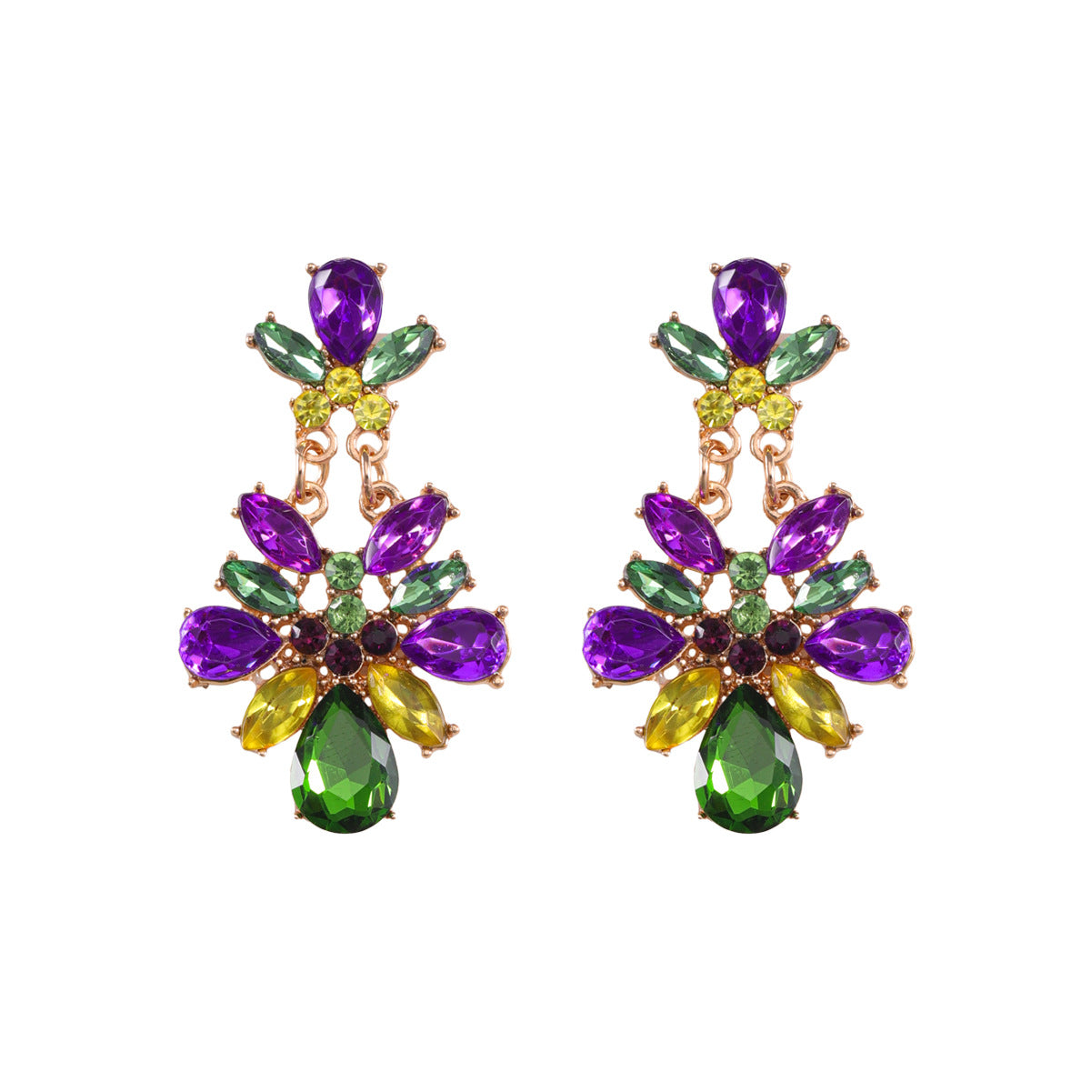 Wholesale Green St. Parcret festival irregular crystal flower earrings